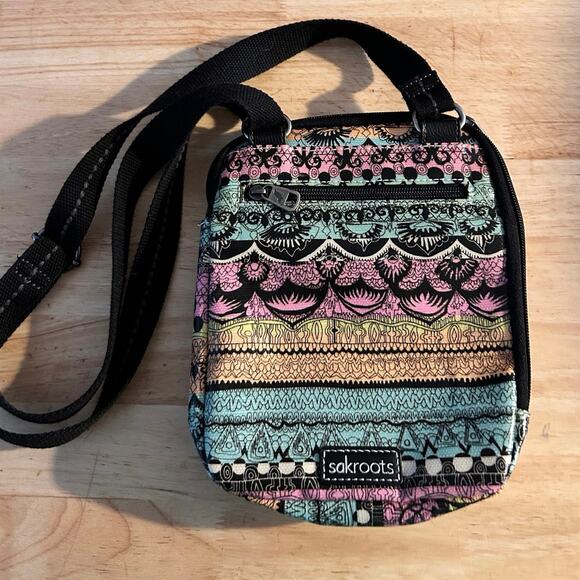 Sakroots Artist Circle Coated Canvas Elephant Printed Messenger Crossbody Bag - Picture 2 of 12